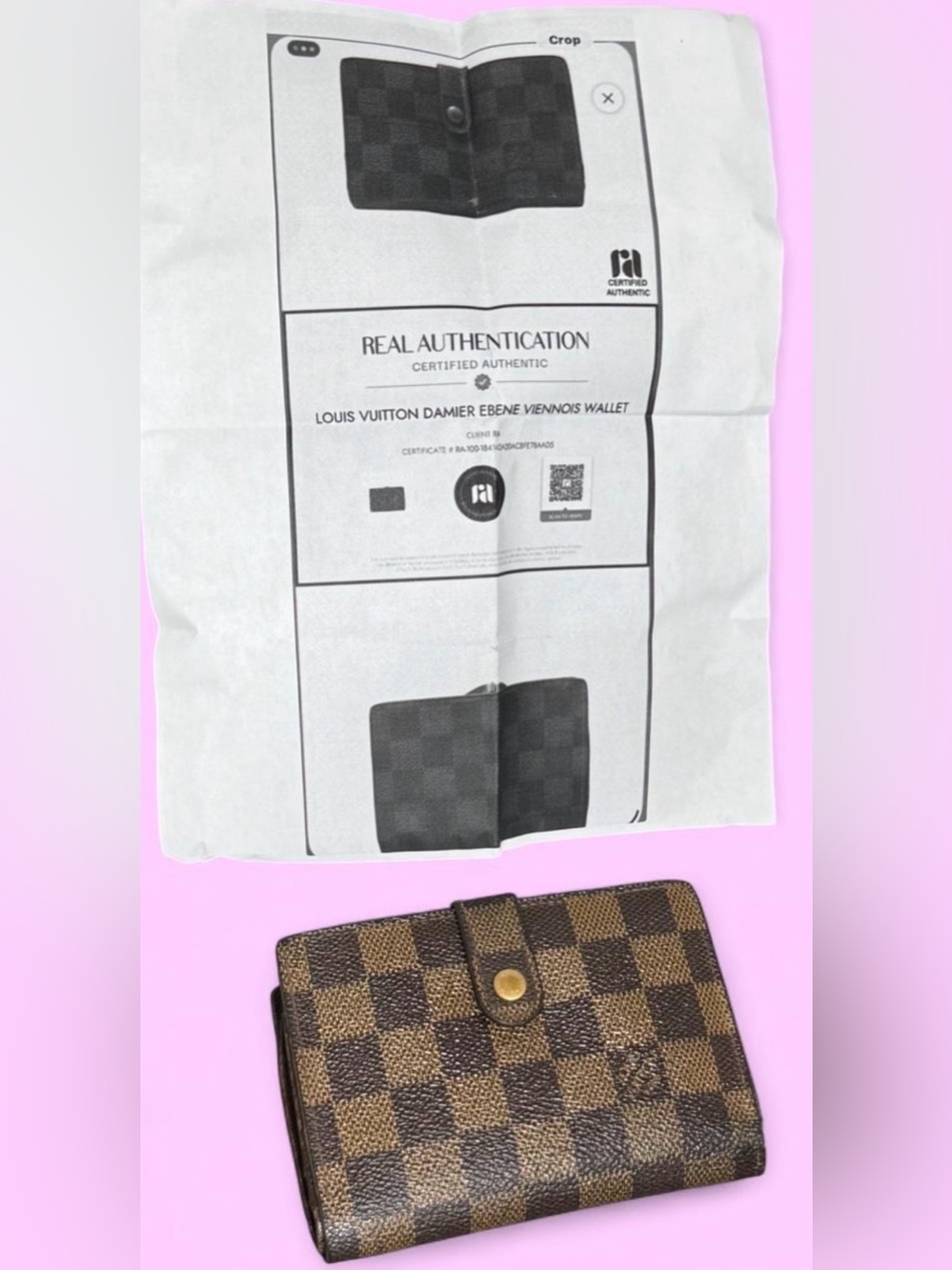 Authentic Louis Vuitton Damier Ebene Brown and Dark Brown Wallet COA Included